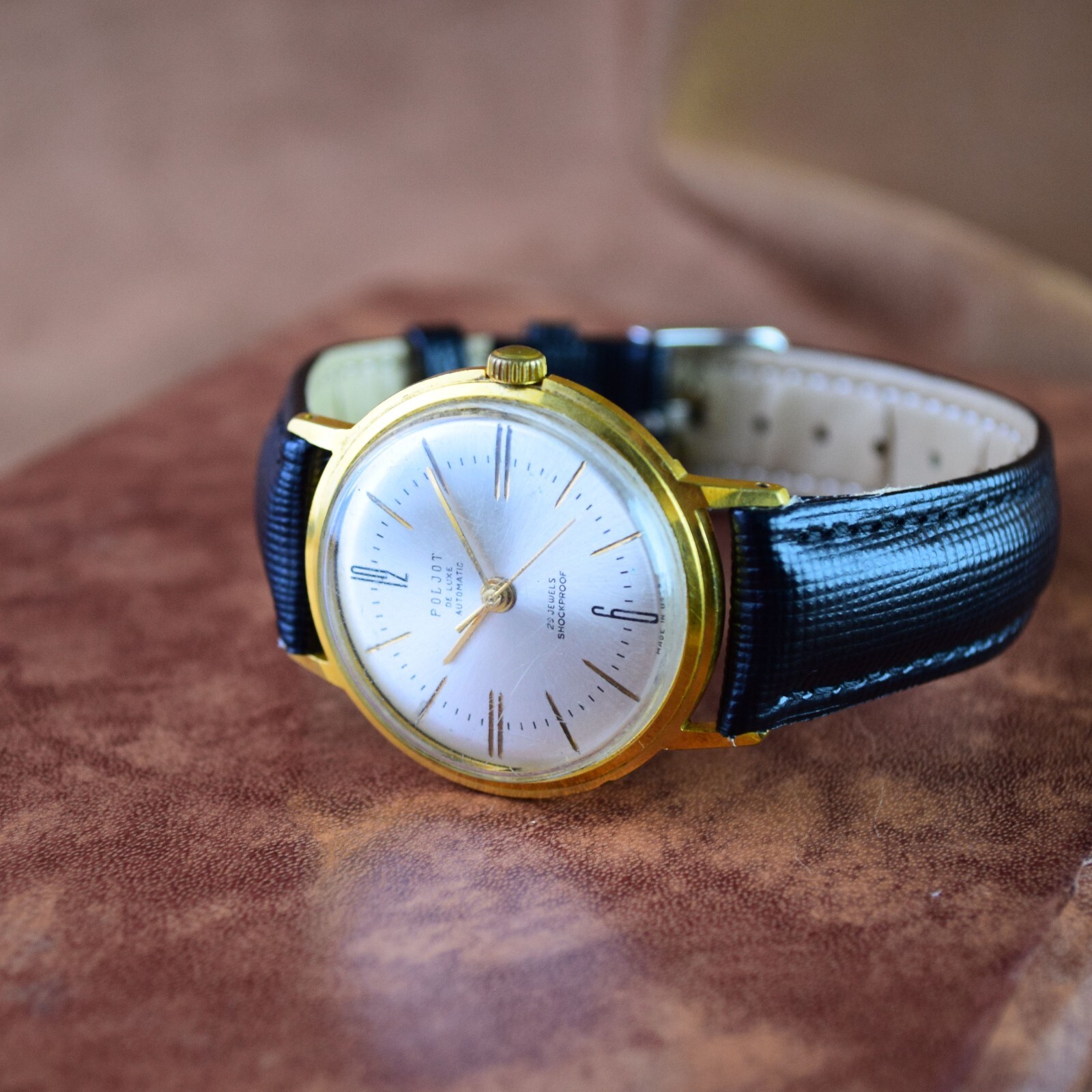 Soviet Men’s Watch Poljot Automatic De Luxe Vintage Wristwatch Serviced