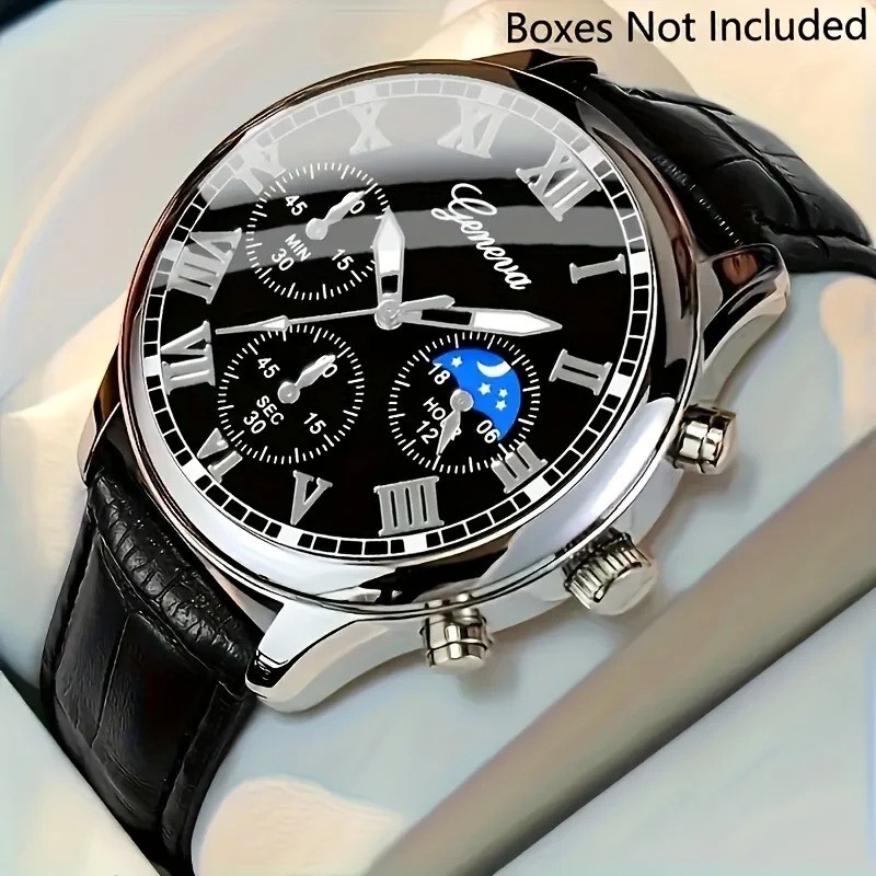 Luxury Men’s Business Quartz Watch Black Leather Casual Wristwatch Best & Good