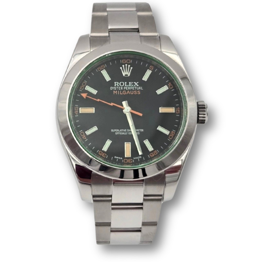 Rolex Milgauss 116400GV Black Dial Green Sapphire Steel Watch Box Papers