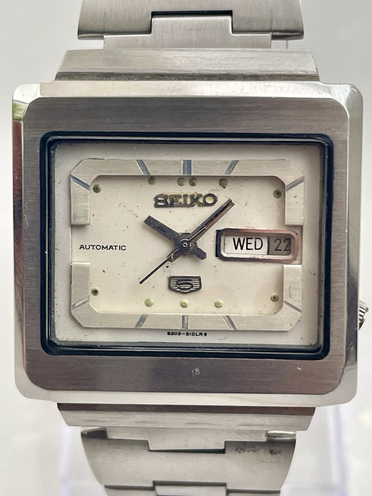 Vintage Seiko 5 6309-5030 Automatic Square TV Shape White Dial Watch Serviced