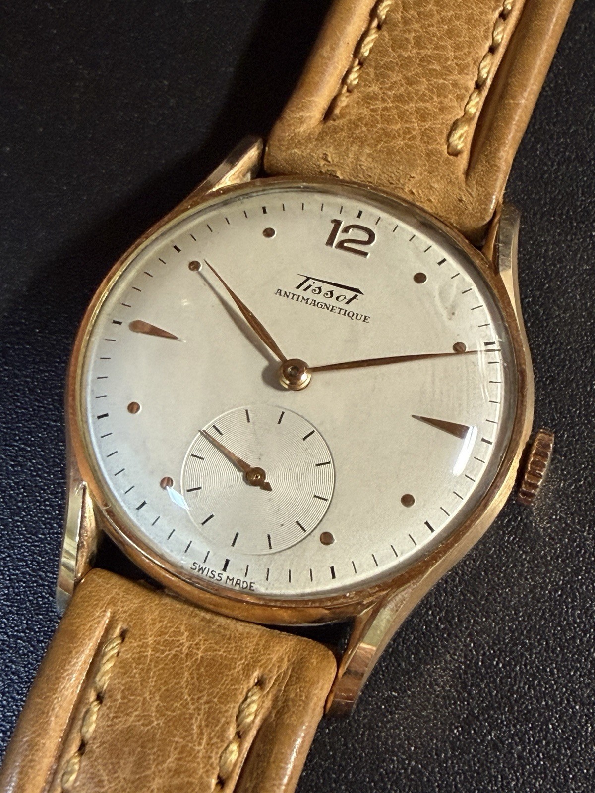 Tissot Antimagnetic Vintage 14K Gold 32.7mm Manual Small Seconds 1950s