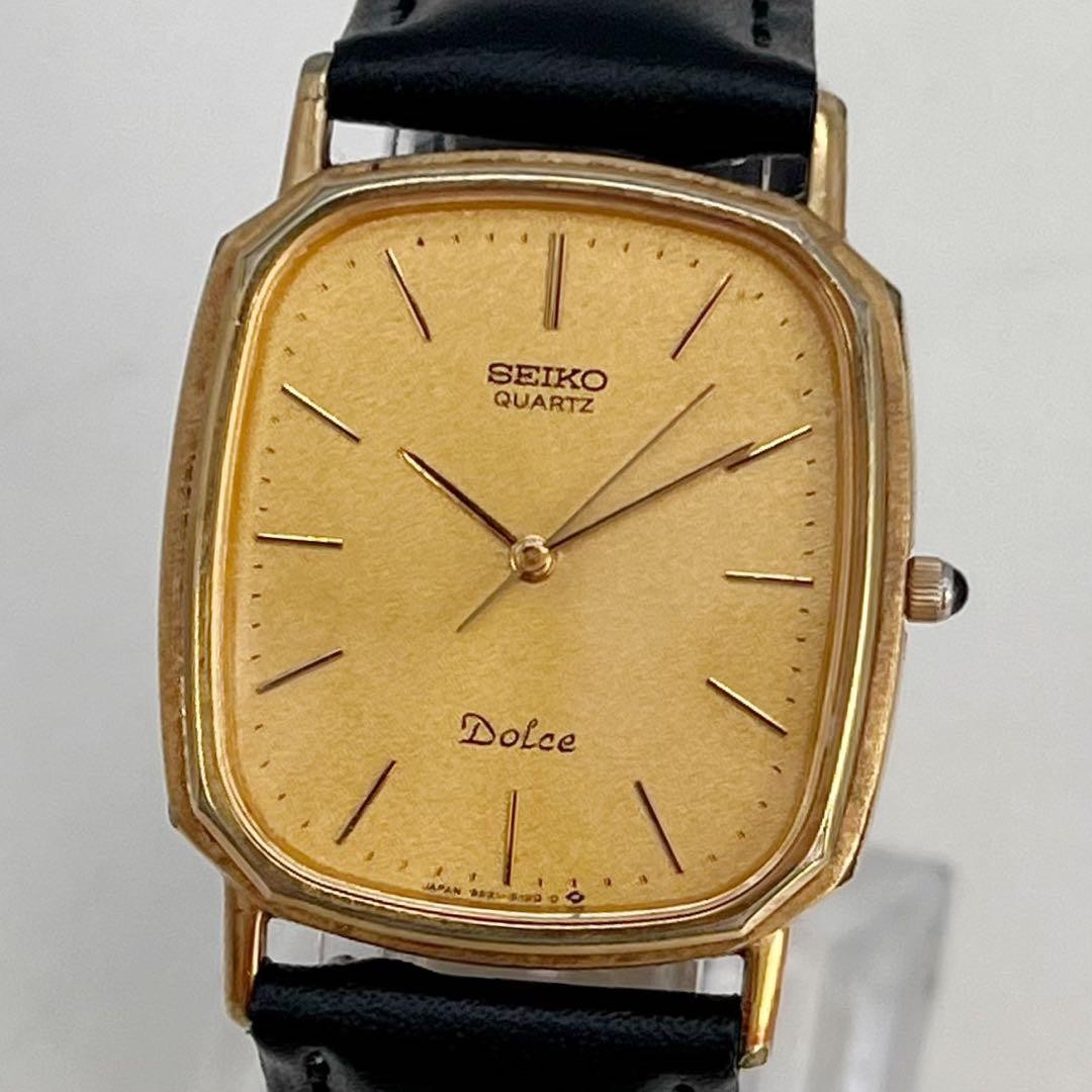 Dolce Quartz Gold Watch Wrist 17.0cm 6.7in Case 27.9mm Replaced Strap SEIKO