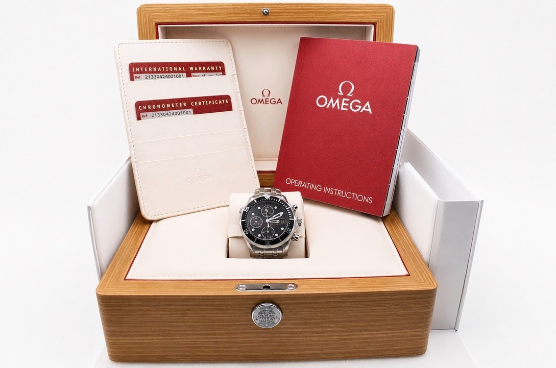 OMEGA Seamaster Diver 300M Chronograph 41.5mm Black Dial 213.30.42.40.01.001 B&P
