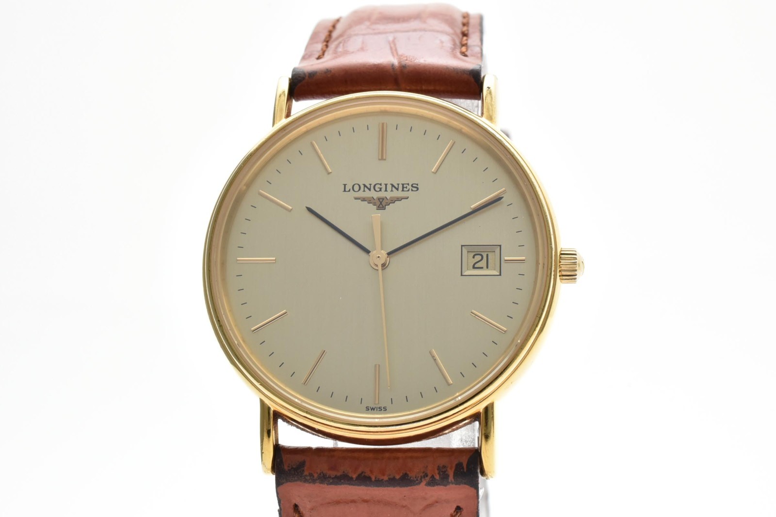 ▶️ LONGINES Grandes Classiques L4.720.2 Quartz Gold Date 33mm Men’s Watch Swiss