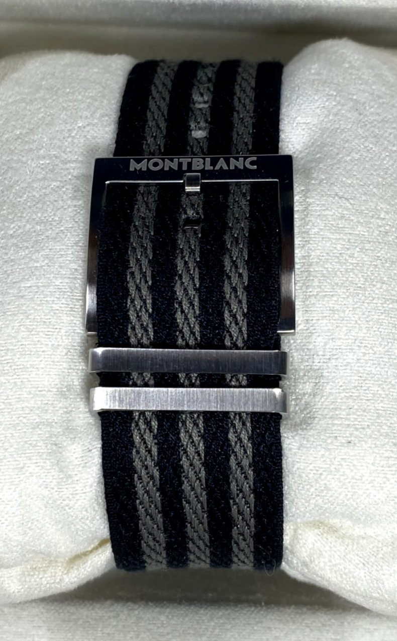 NEW MONTBLANC 1858 STEEL AUTOMATIC CHRONOGRAPH BLACK DIAL #117835 ~ $4,600