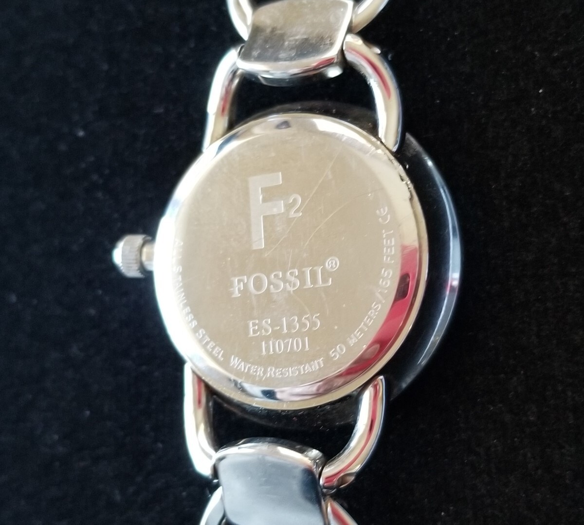 Fossil f2 ES1355 Silver SS Watch Crystal Bezel & Markers 6.5″ Max New Battery