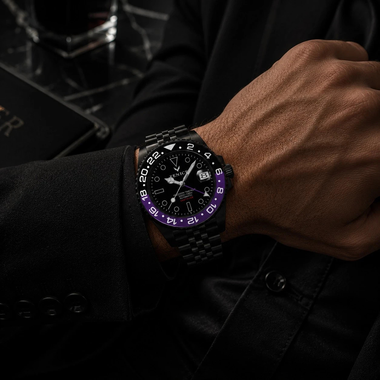 Phoenix Subtrack Nightshade Noir GMT 10ATM Automatic Watch with NH34 Movement