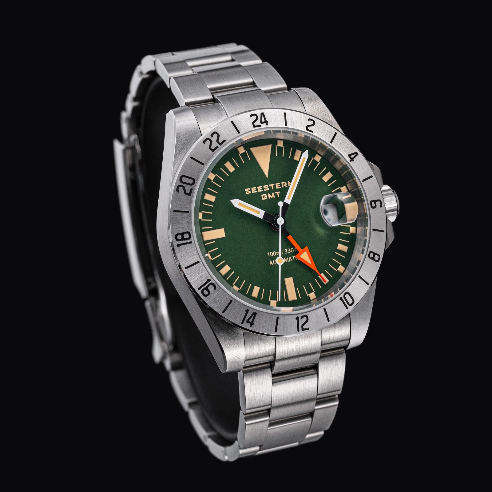 SEESTERN GMT, The Vintage Explorer, Green, NH34, Sapphire, Lume, 100m Diver,BNIB