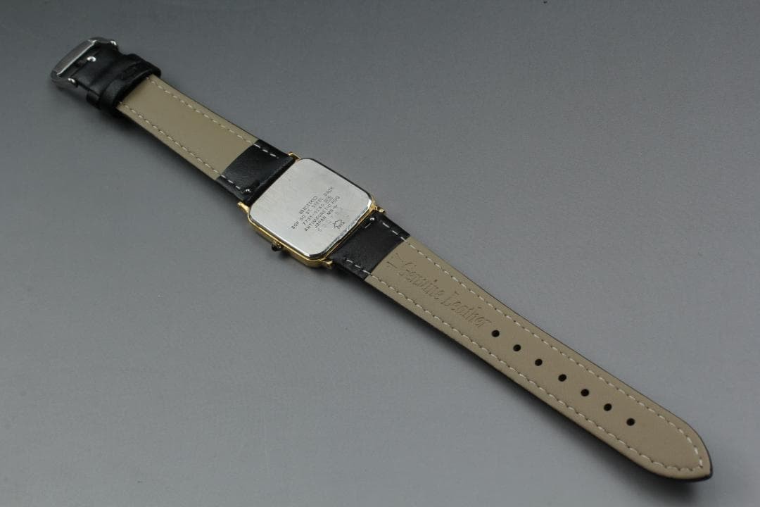 SEIKO Dolce 7731-5240 Quartz Watch Gold Rectangular Leather Japan -For Parts