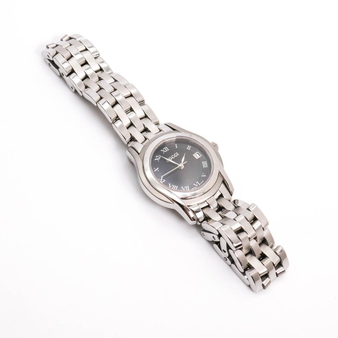 Working Excellent GUCCI Watch 5500L Date Black Roman 3795