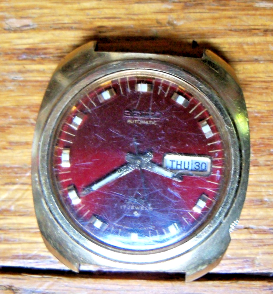 Vintage Burgundy Seiko DX Cushion Day-Date Automatic Men’s Watch 1970’s RARE