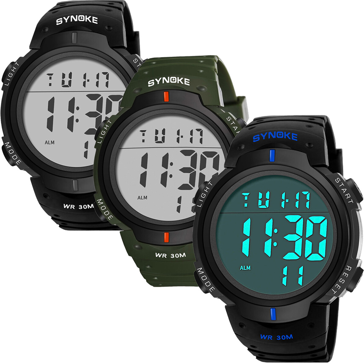 US Men Waterproof Sports Watch Casual Luminous Stopwatch Alarm Simple Army Watch