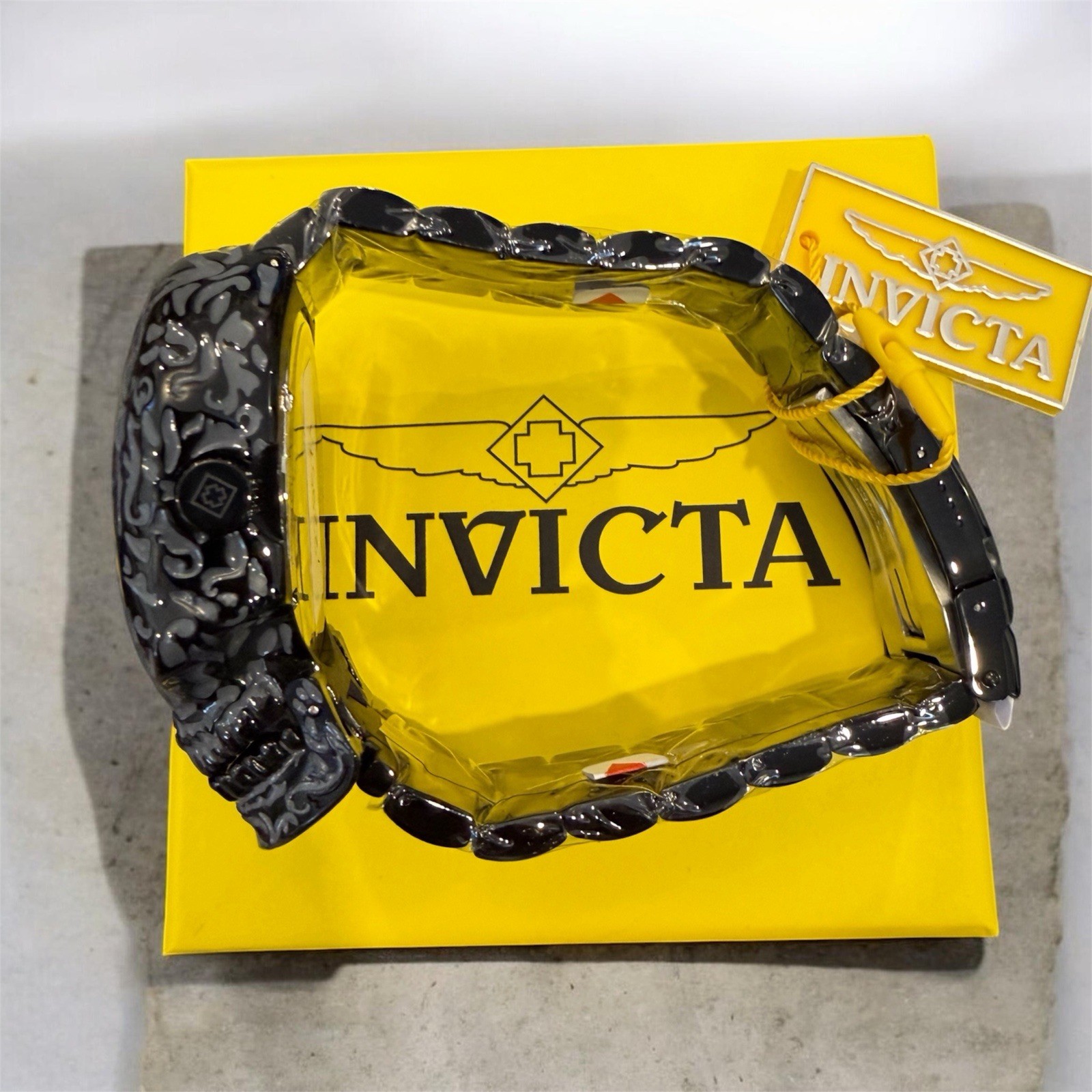 Invicta Artist Skull Hand Painted Black & Grey Men’s Watch, 50.5mm | 33967
