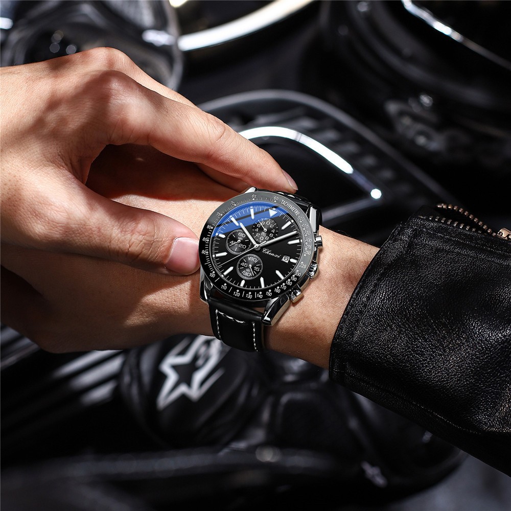 CHENXI Men Watch Chronograph Wristwatch with Six-hands Luminous Calendar Watches