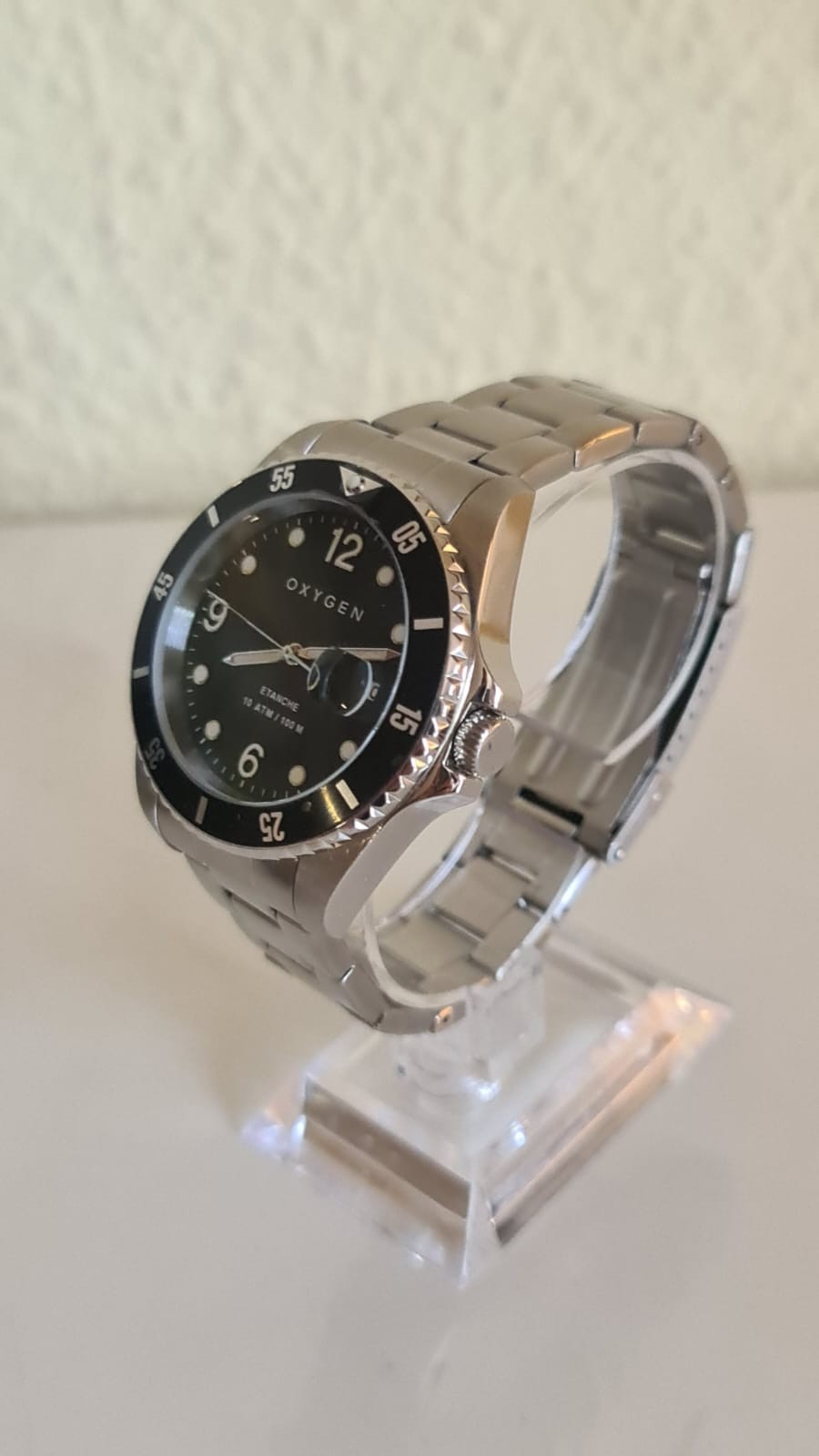 Oxygen Diver Legend Men’s Watch NEW Full Set Black Dial Steel Bracelet 10 ATM 10