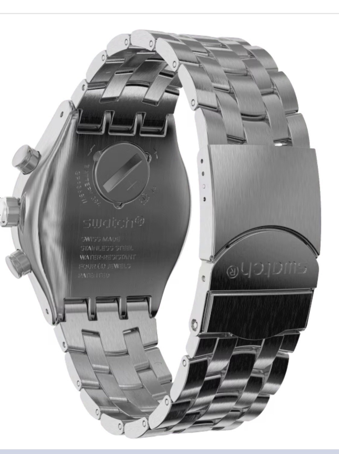 Swatch Irony Men’s Chronograph Quartz Silver Dial Steel Bracelet Watch w/Box