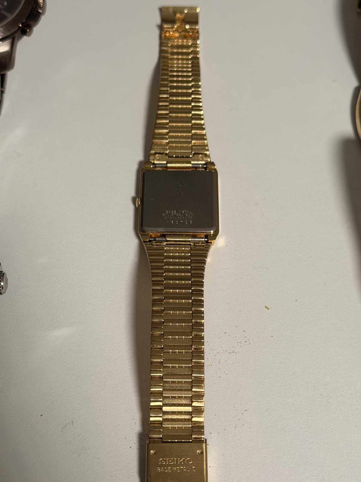 Seiko Quartz Vintage 1980s Gold Square Dial 33mm Analog Dress Bracelet
