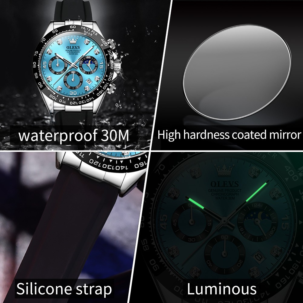 Waterproof Quartz Luxury Watch OLEVS Business Men’s Luminous Date Strap