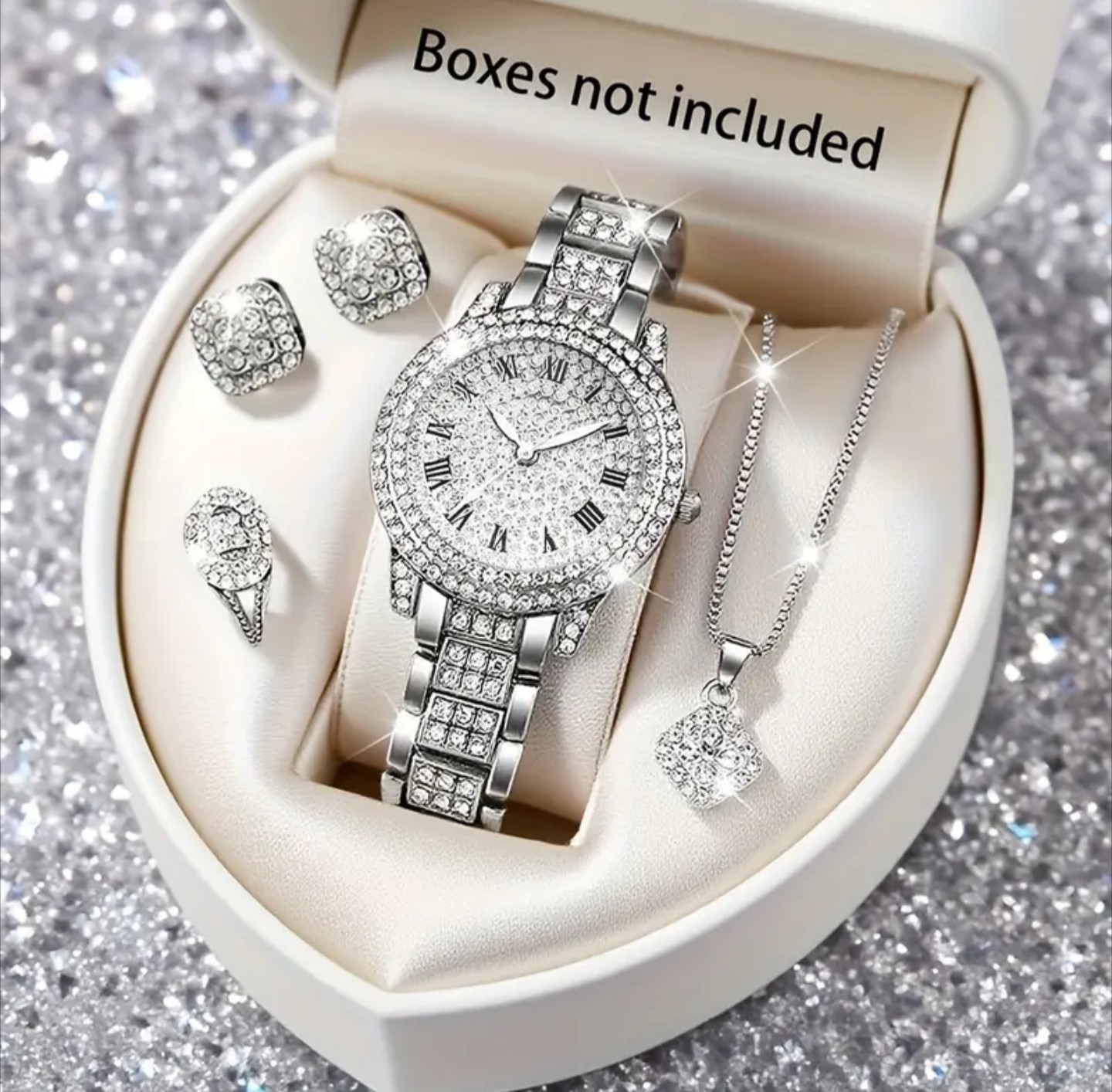 5pcs Luxury Women’s Quartz Watch and Jewelry Set Quartz Movement, Elegant ML052B