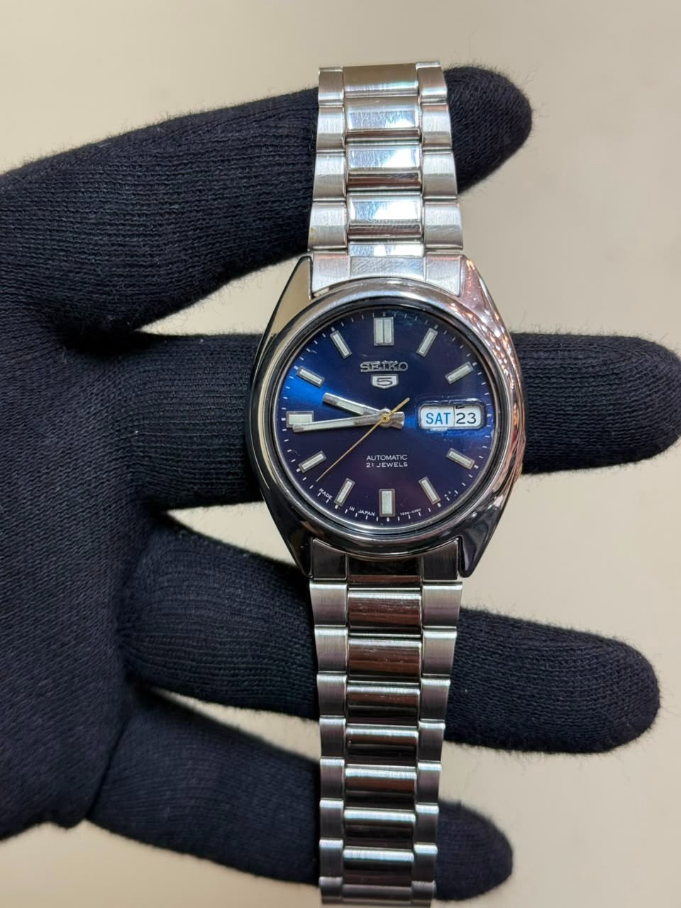 VINTAGE SEIKO 5 7S26-O36O BLUE DIAL MENS AUTOMATIC STAINLESS STEEL WATCH