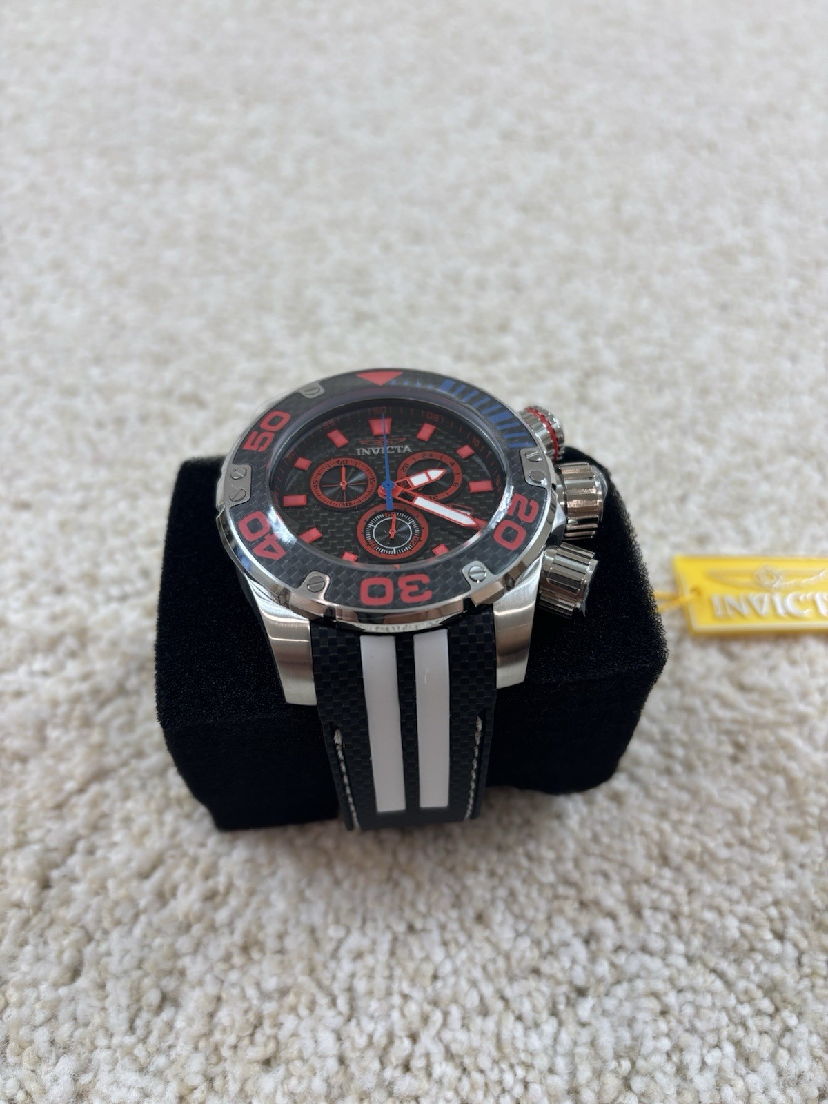 Invicta Sea Hunter Mens Watch Chrono Quartz 48992 New Black White Blue Red 52mm