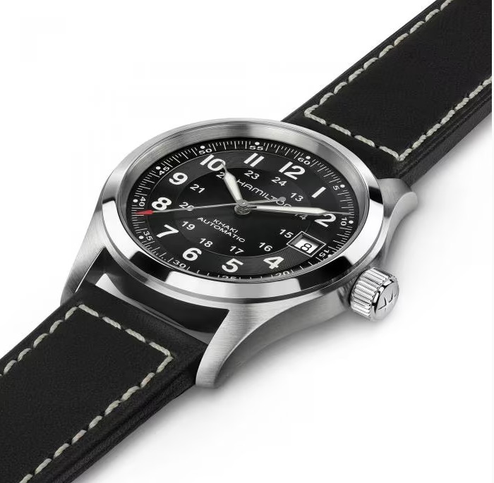 Hamilton Khaki Field Automatic Black Dial Leather Strap Men’s Watch H70455733