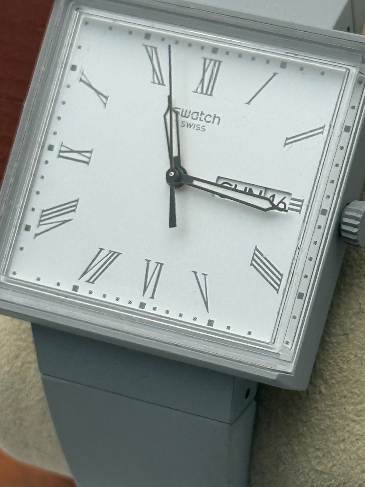 Swatch WHAT IF…GRAY? SO34M700 33mm Square Bioceramic Quartz Day-Date