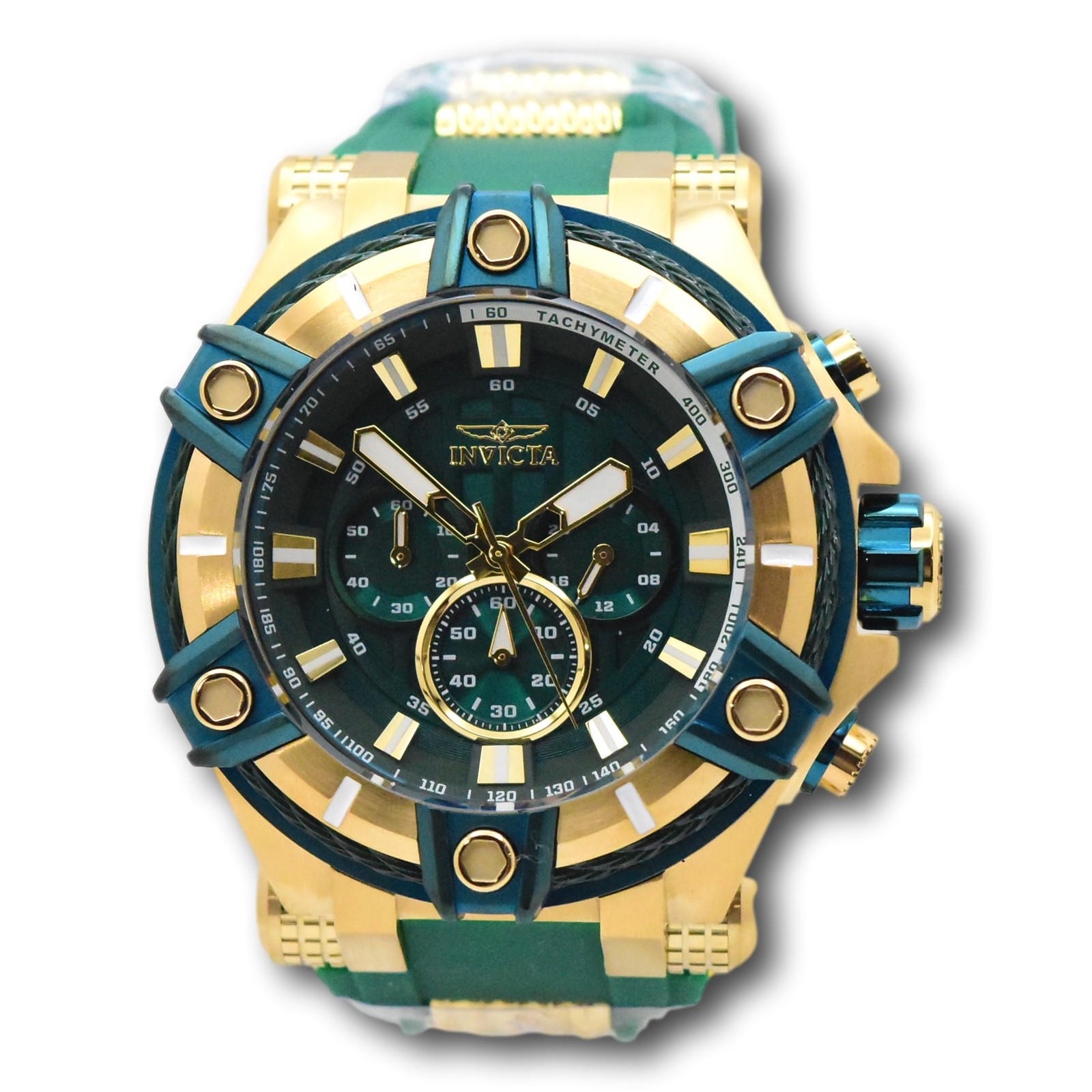 Invicta Bolt Cable Surge Men’s 52mm Emerald Green Gold Chronograph Watch 43758