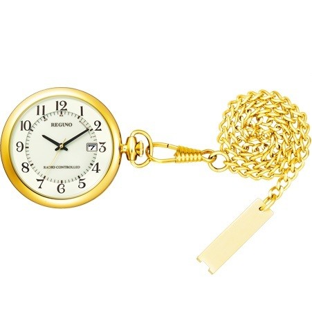 New CITIZEN REGUNO Pocket Watch KL7 922 31 Eco Drive Radio Watch Solar Tech Gold