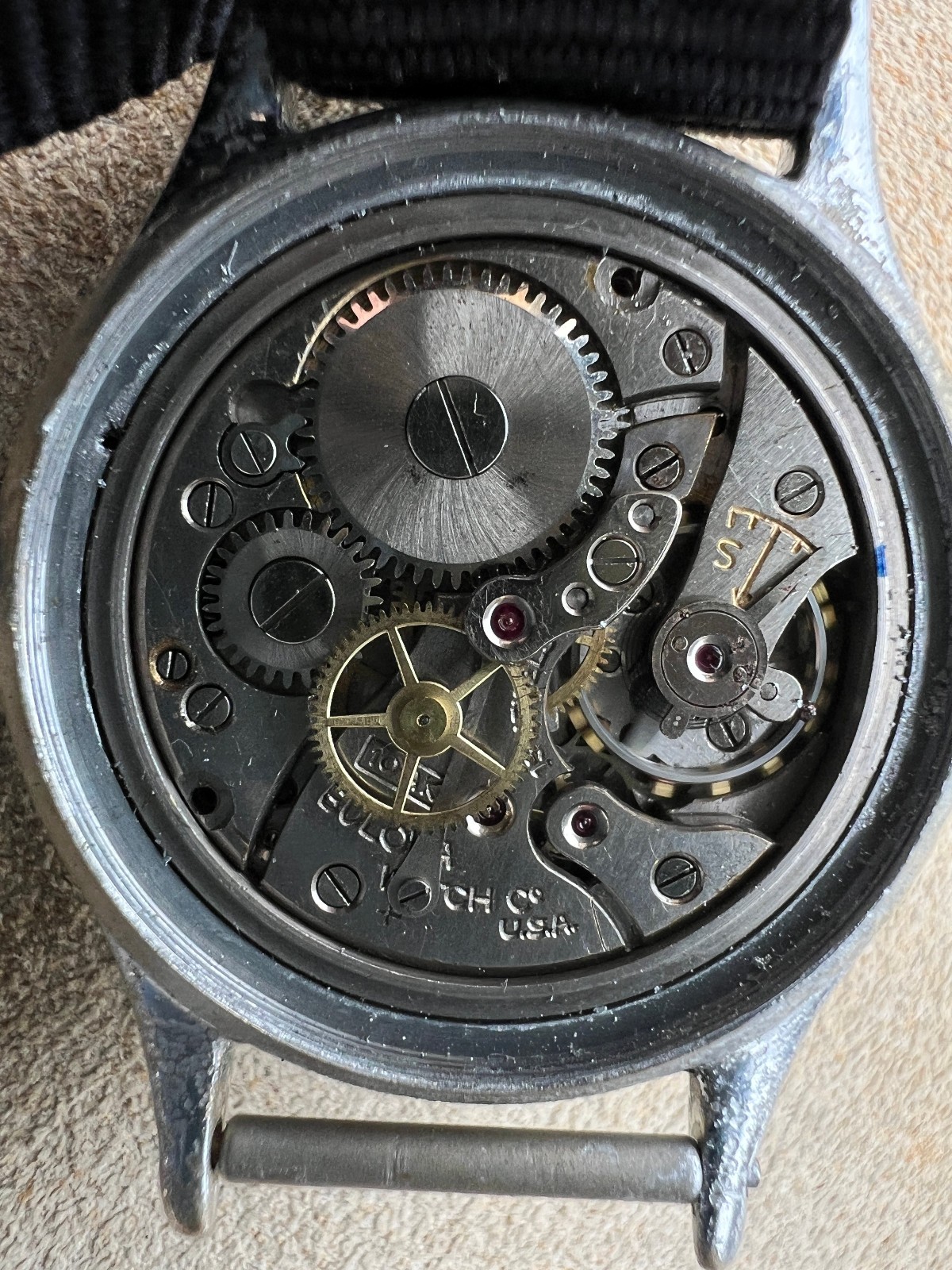 Vintage Bulova A-11 military watch WW2 10AKCH gilt black Hacks Serviced Works