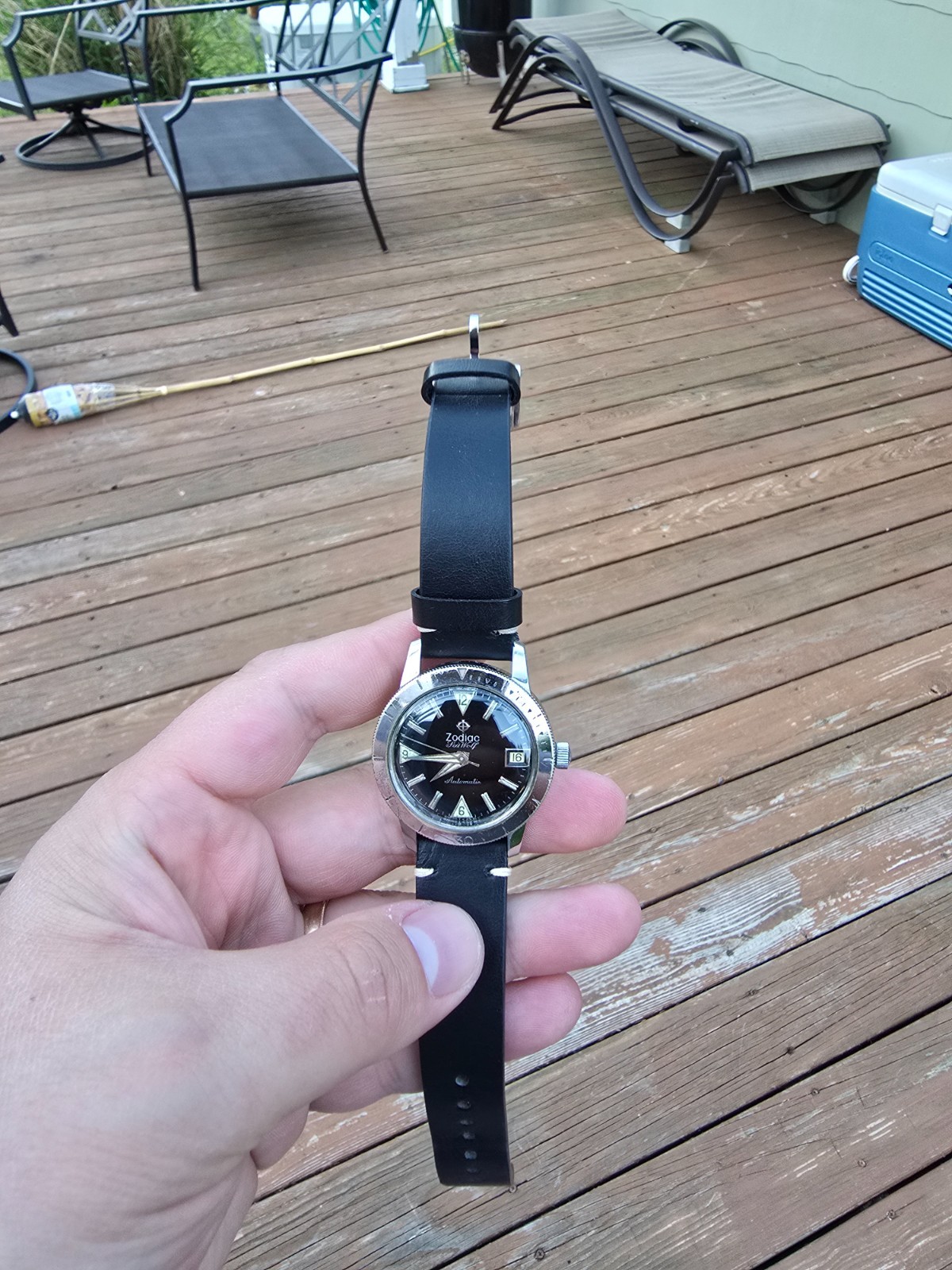 Zodiac Sea Wolf, Vintage 1960’s, 722-916, Hacking, Black Dial, Date, Serviced
