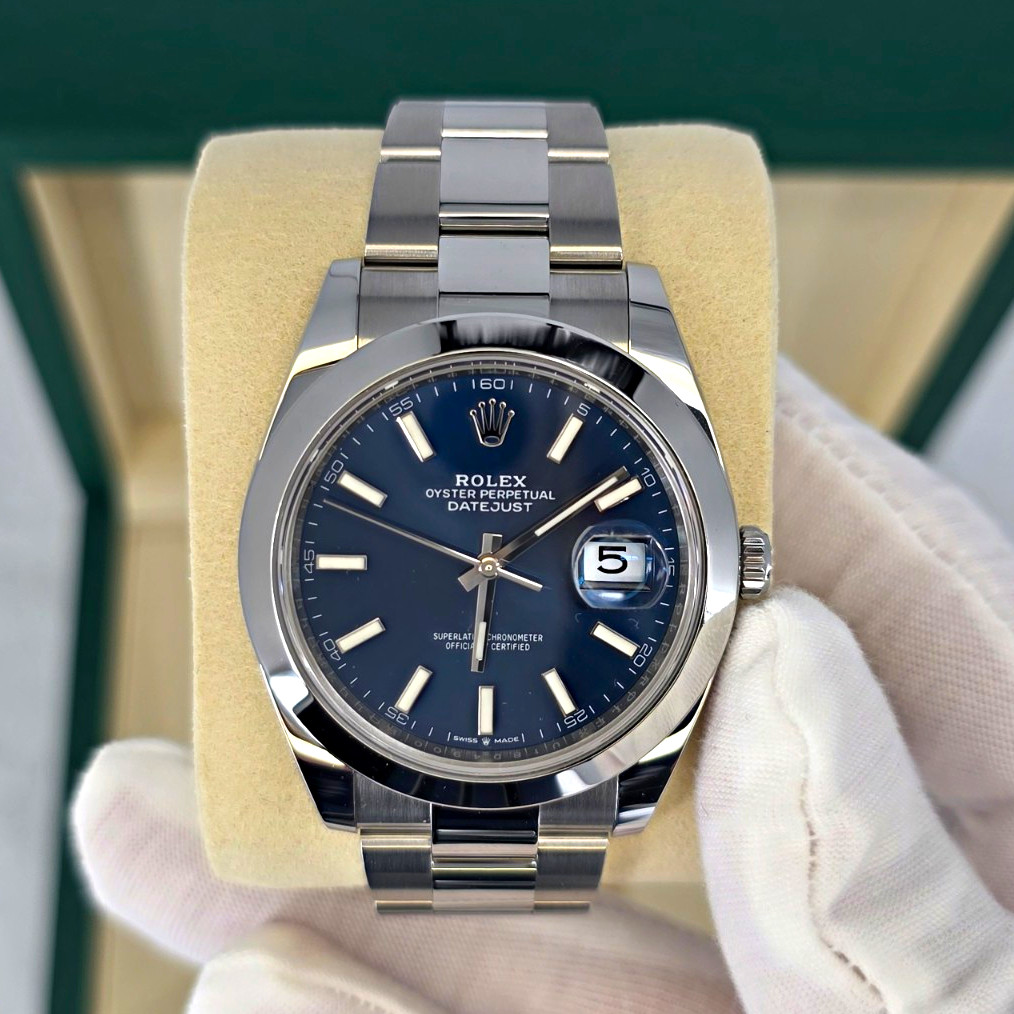 New 2026 Rolex Datejust 41 126300 Blue Dial Oyster Smooth Box And Papers