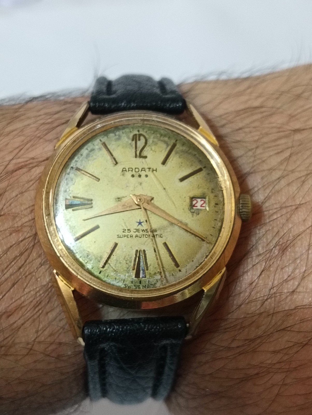 Vintage Ardath Super Automatic 25 Jewels Swiss Made Men’s Watch Date Ref. 14532