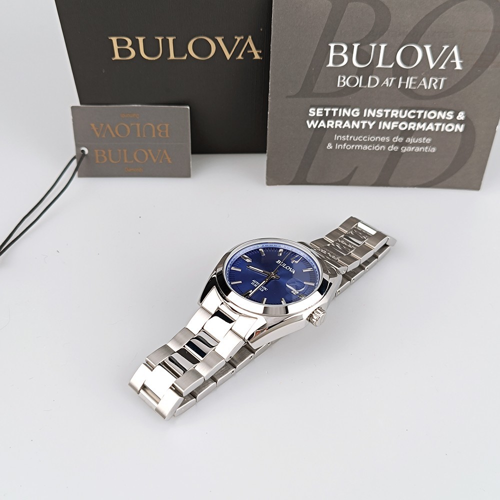Men’s Bulova Classic Surveyor 96B436 Blue Dial Stainless Steel Automatic Watch