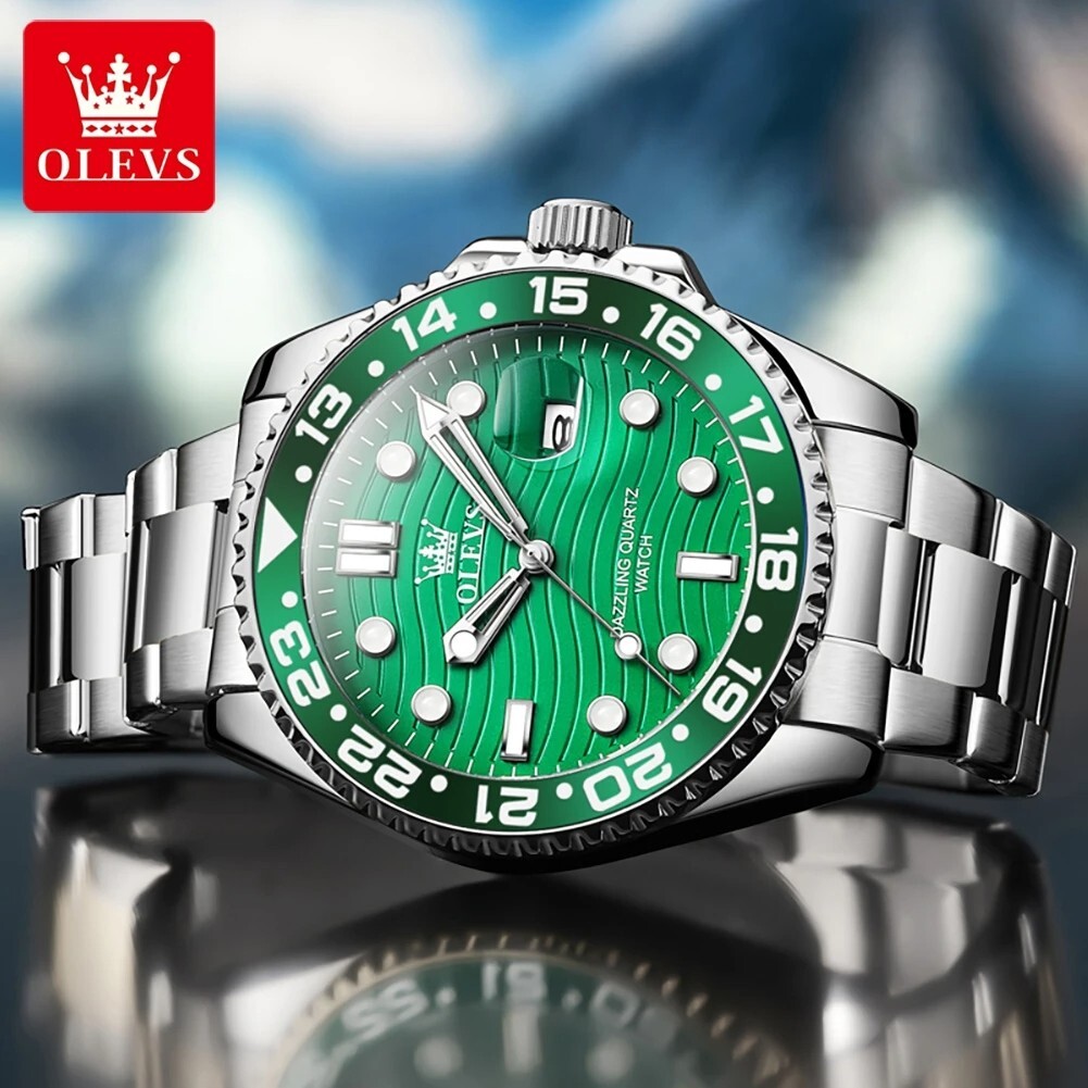Waterproof Quartz Watch Men’s OLEVS Luminous Luxury Stainless Steel Men Strap