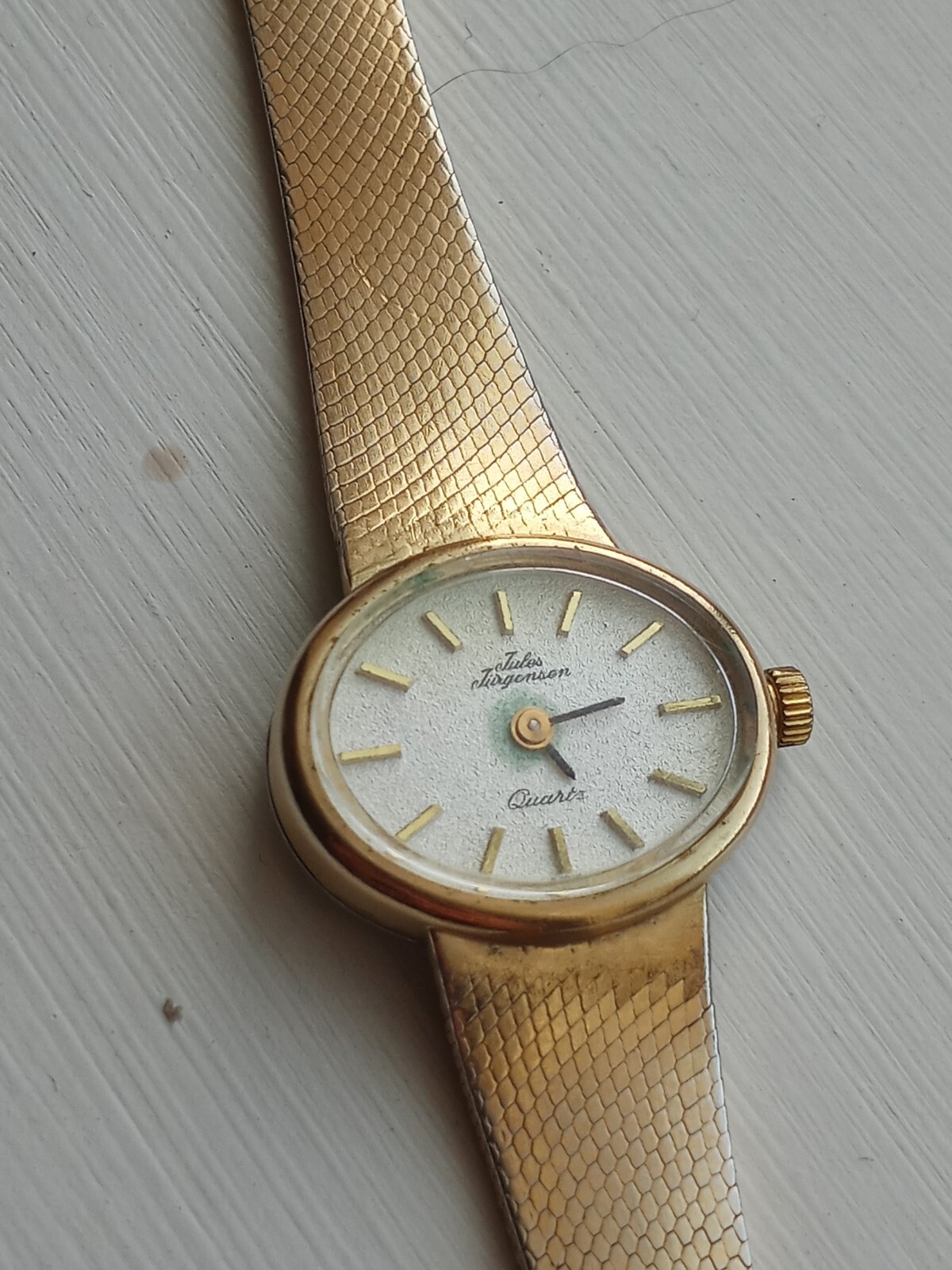 Vintage Jules Jurgensen Ladies Watch R3572 Oval Gold Tone Rare