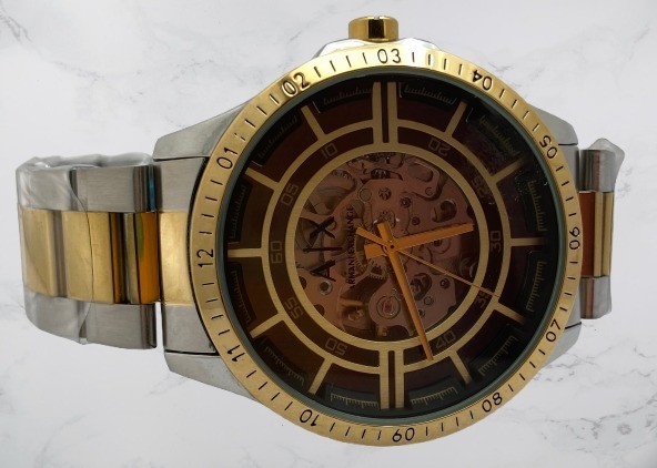 Refurbished Luxury Armani Exchange Skeleton Look Automatic Two-Tone Wristwatch