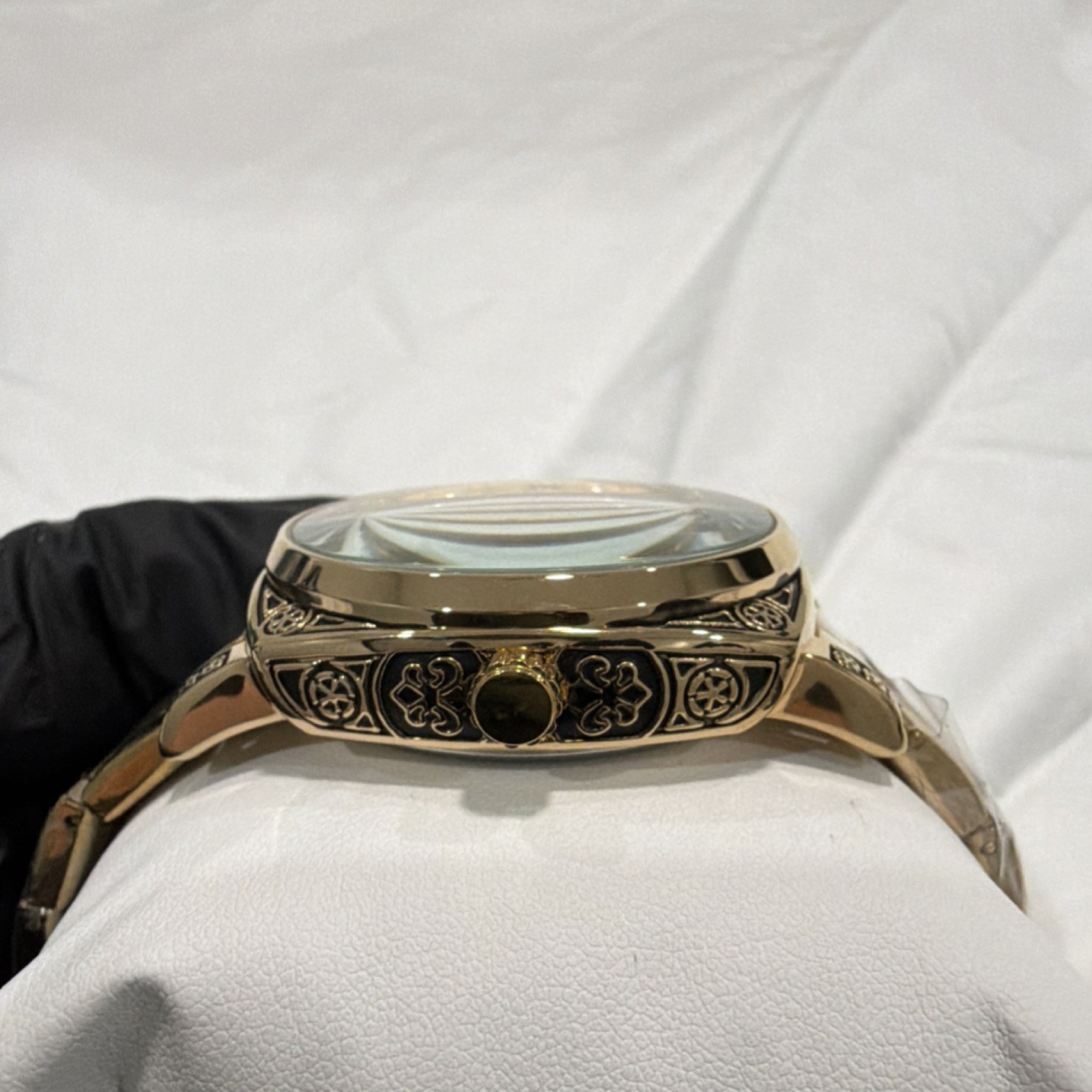41.5mm Automatic Skeleton Watch With Dial Gold Tone Stainless Steal Bracelet