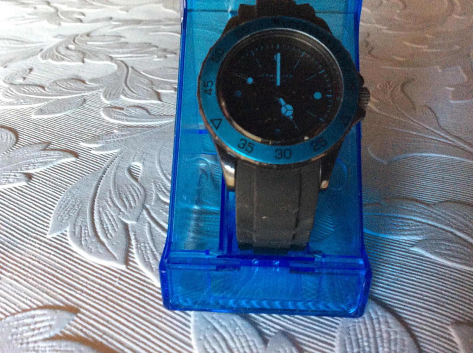 Identity London watch with blue and black rubber strap watch