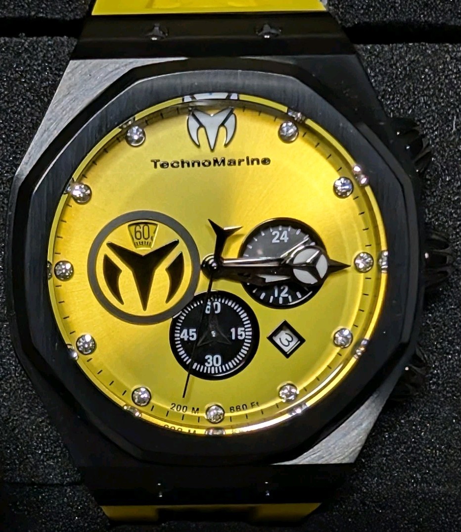 TechnoMarine Reef Sun Men’s Watch (Model TM-523002) – Black & Yellow