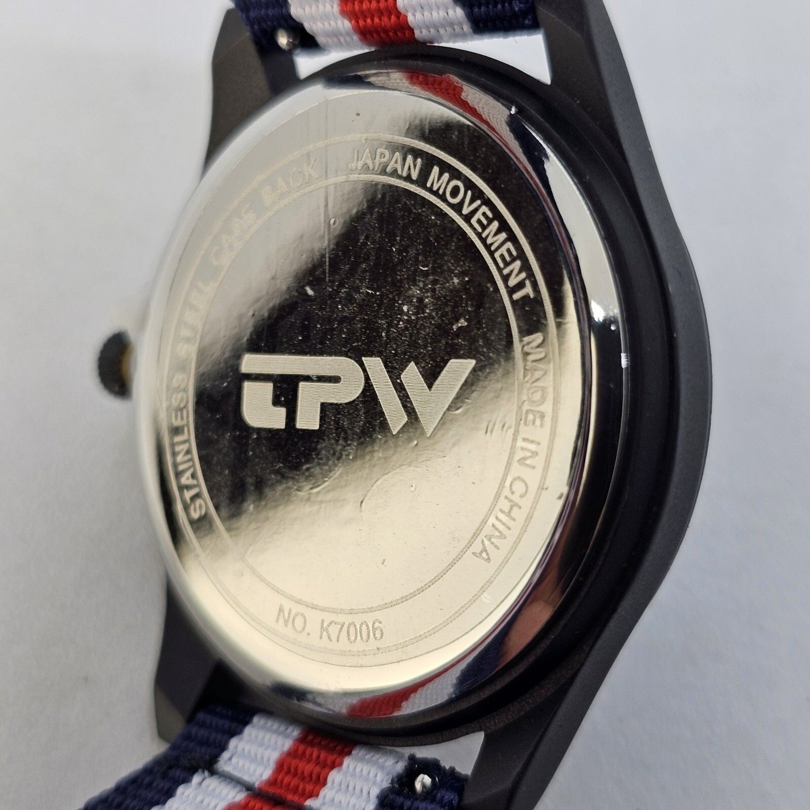 Field Men’s Watch 42MM Black Case Dial Blue White Red Canvas Band Straps NewBatt
