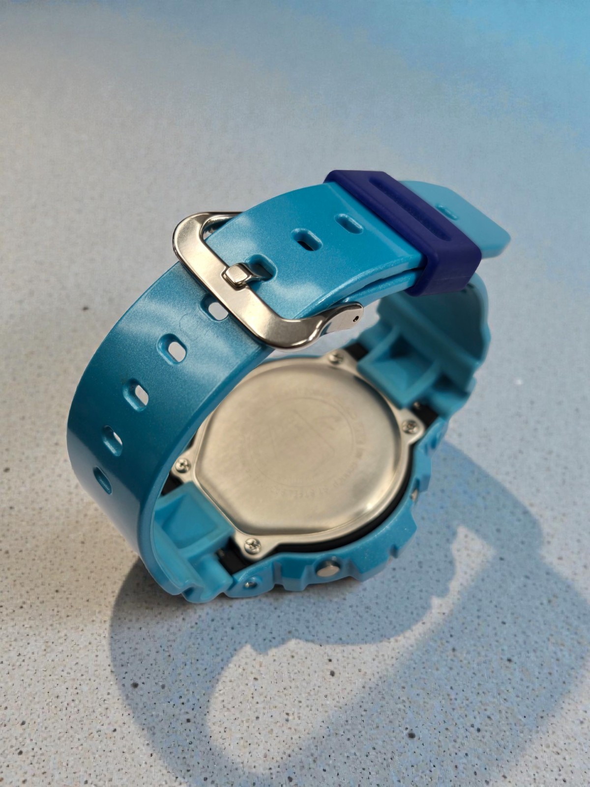 Authentic Casio G Shock Watch Classic DW6900 w GLOSS LIGHT BLUE BAND & BEZEL