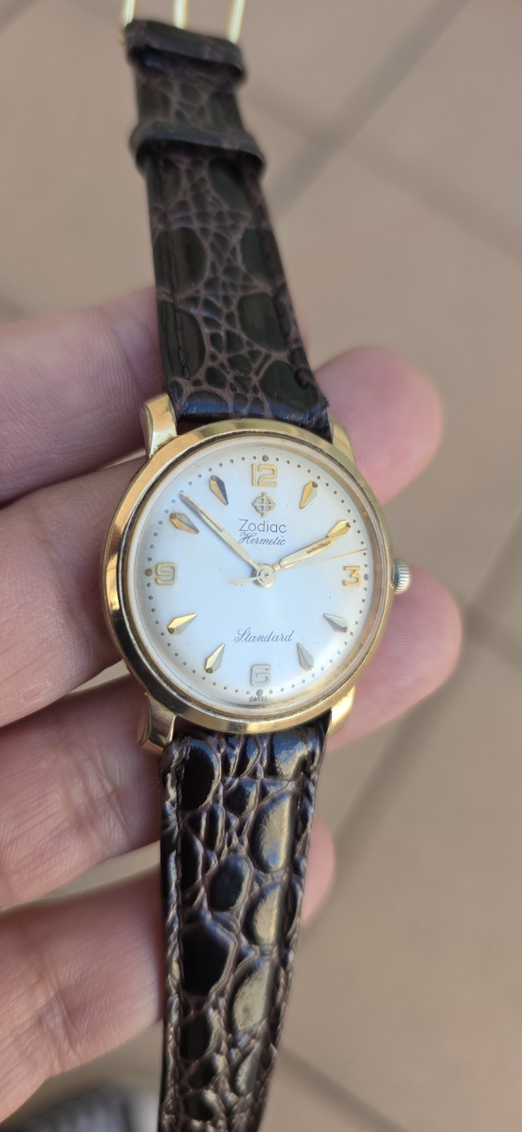 Vintage ZODIAC HERMETIC Standard Cal 60 Ref 764 Men’s 32mm Gold Plated Watch