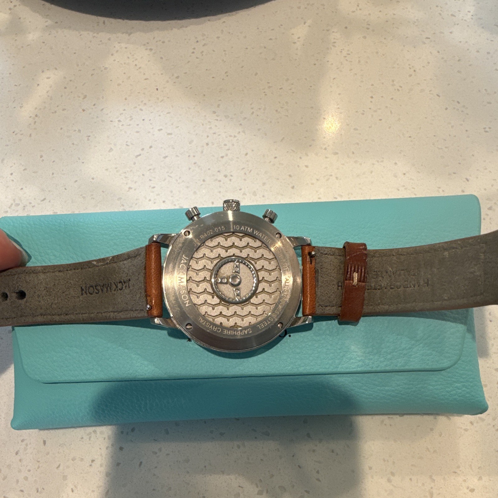 Jack Mason Men’s Quartz Chronograph Tachymeter 100m Blue Dial Brown Leather 42mm