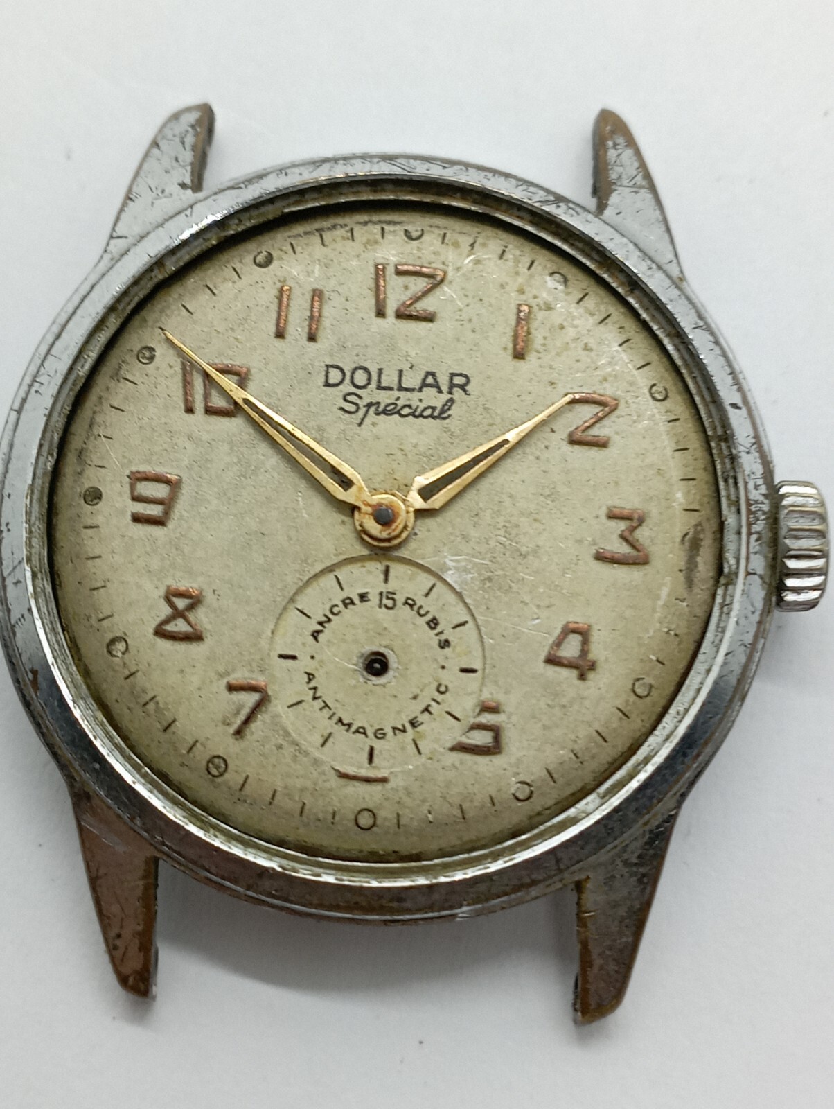 VINTAGE Dollar Special ANCRE 15 Jewels Cal. Cupillard 233 RARE working Well Stem