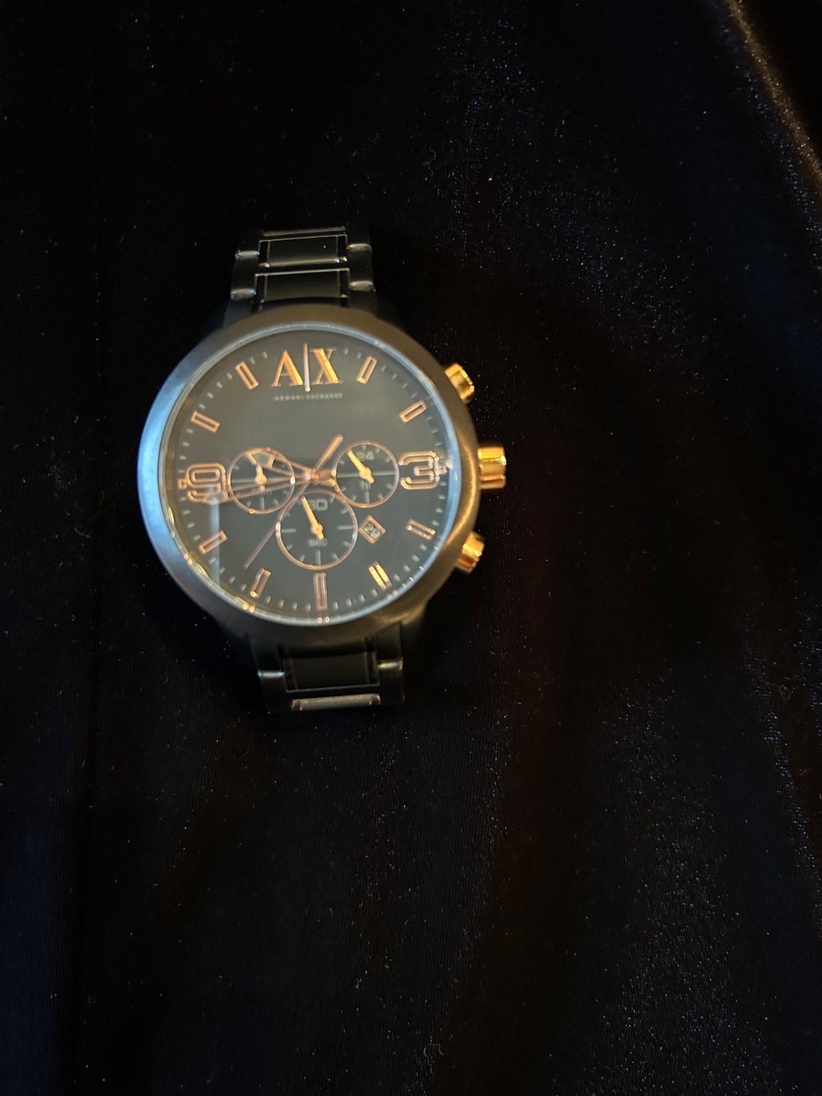 NEW Armani Exchange AX1350 Chronograph Black Dial Black Ion-Plated Men’s Watch
