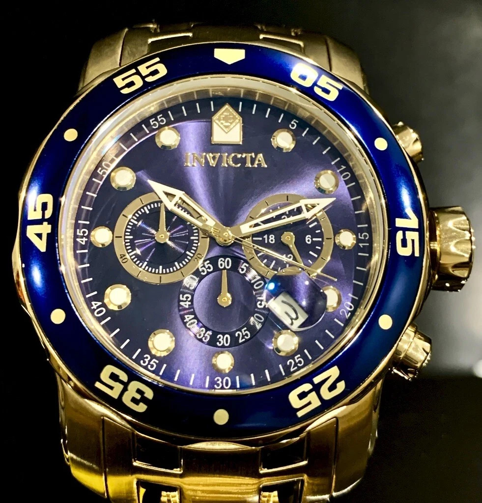 Invicta Pro Diver SCUBA Chronograph 18kt Gold Plated Men’s Watch, Gold 0073