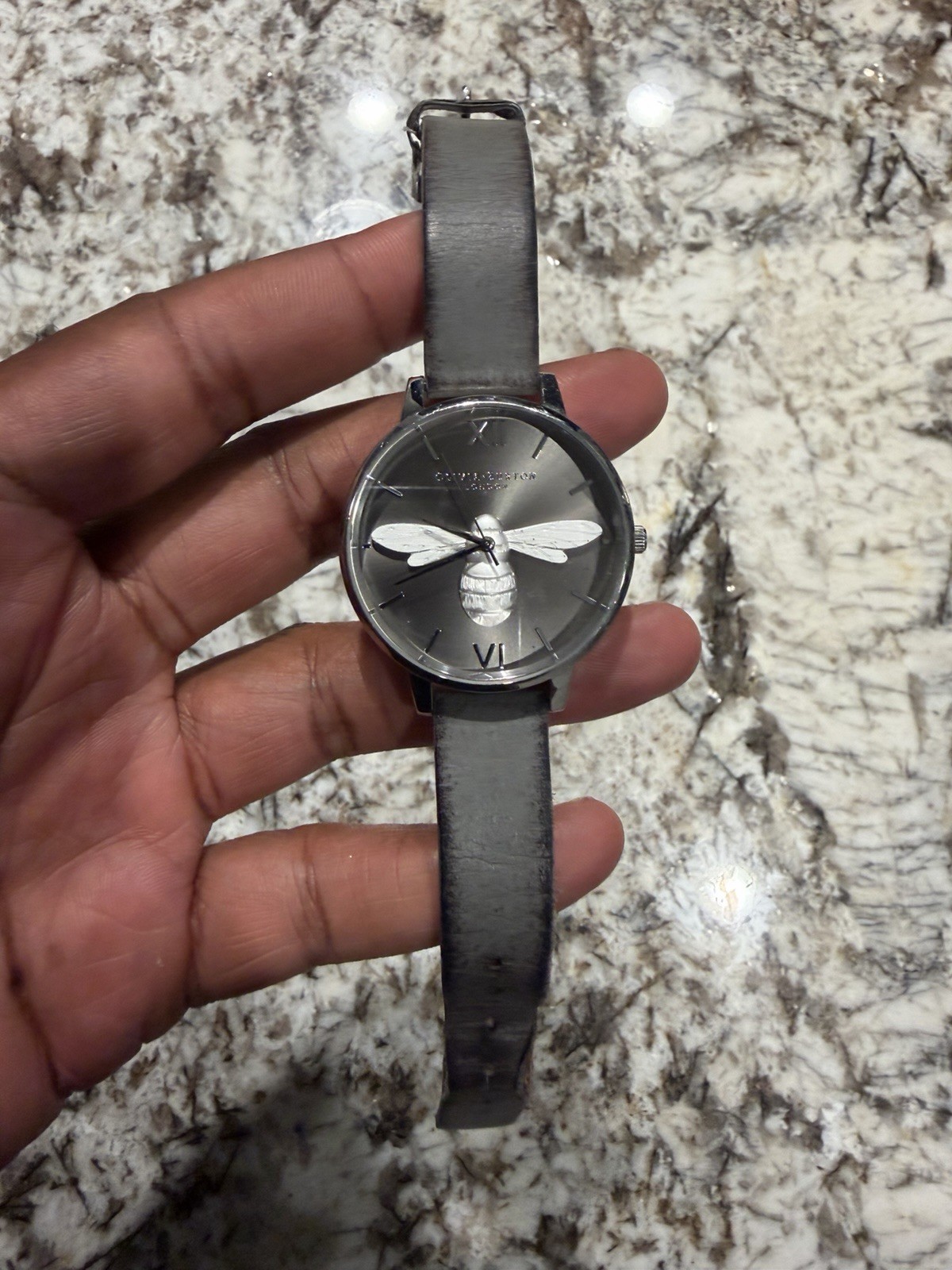 Olivia Burton Shoreditch Women’s Quartz 34mm Gray Bee Dial Gray Leather