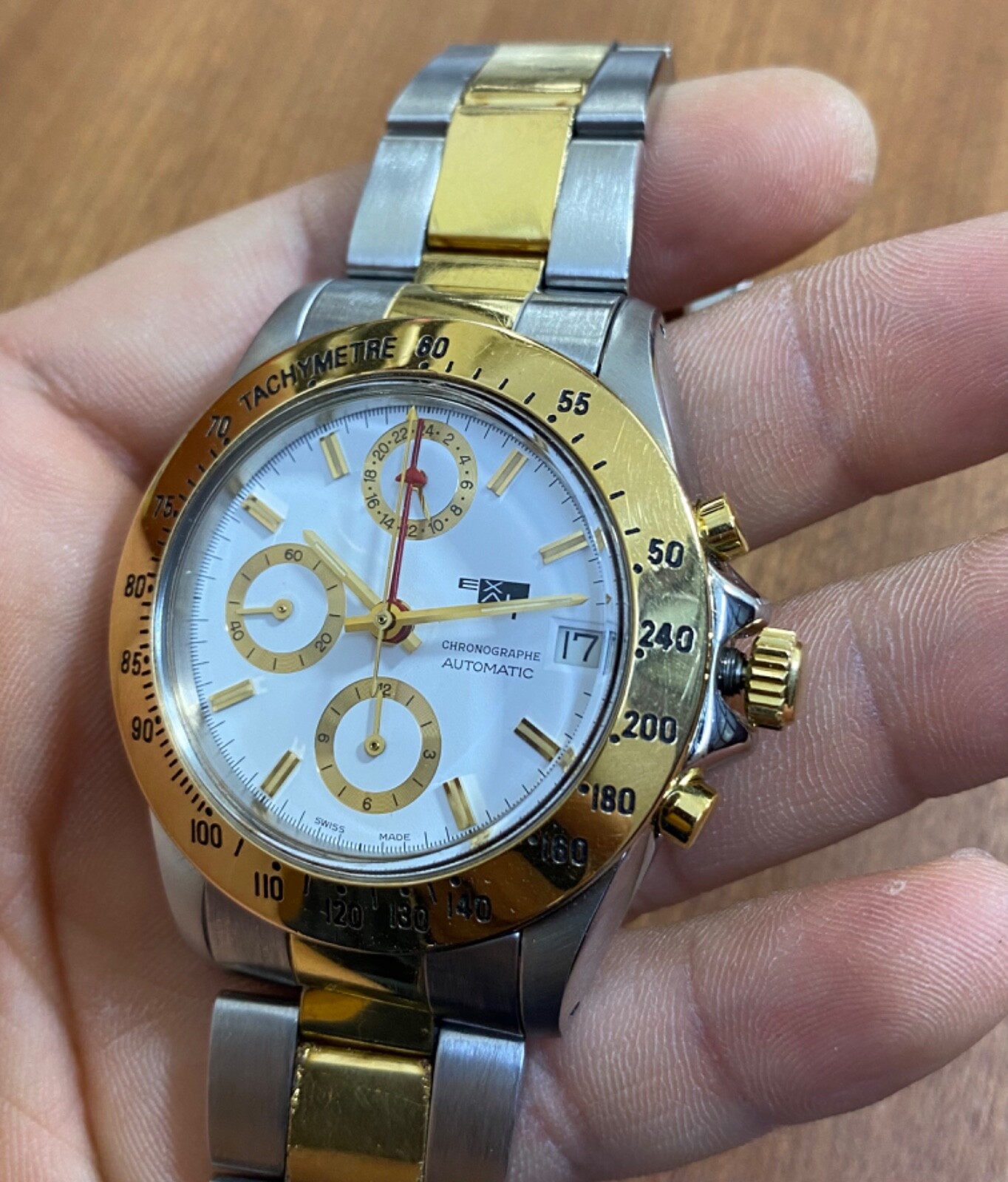 vintage EXALT watch Chronograph Lemania 5100 Automatic Date Demi PLS READ