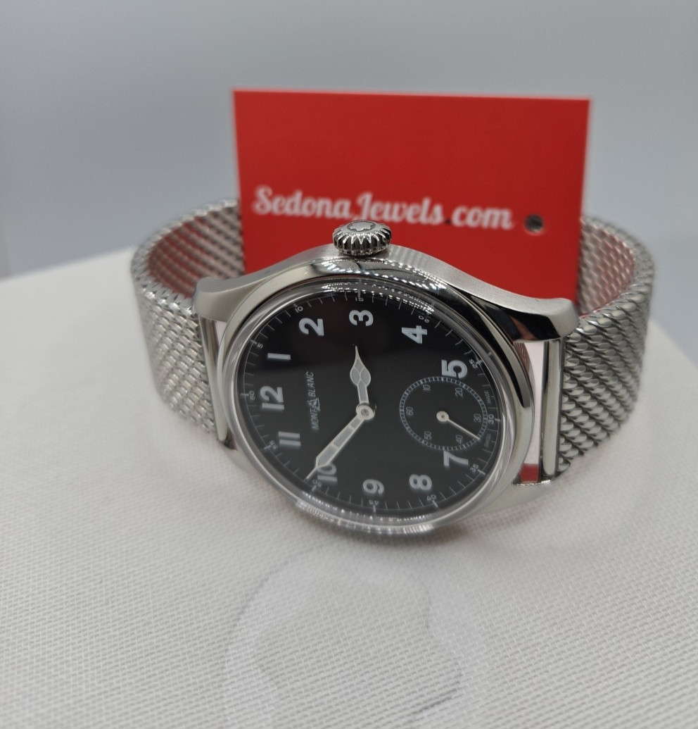$4100 Montblanc 112639 Watch – Stainless 1858 mesh, small 2nd hand with WARRANTY